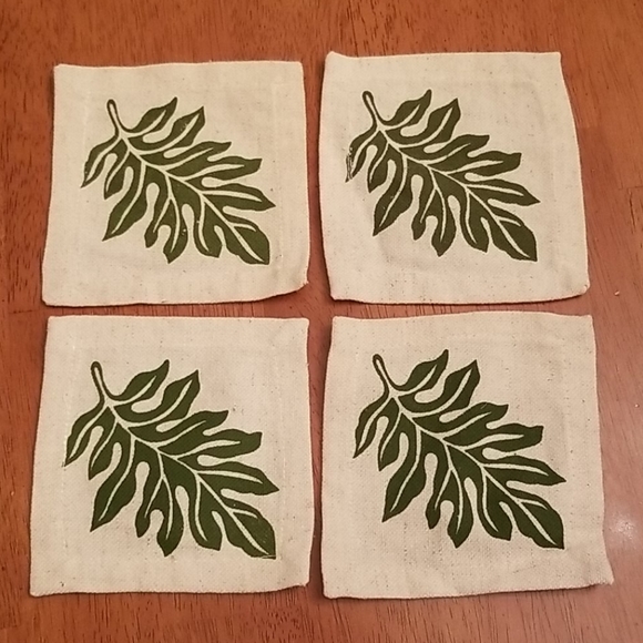 Other - Set of Four Leaf Design Linen Coasters NWTO